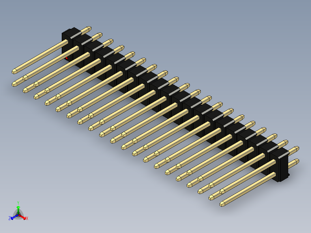 彩色公头100mil（2.54mm）系列-DS1021_black_2x20p_100mil_Type5_rev1.0正等轴测图
