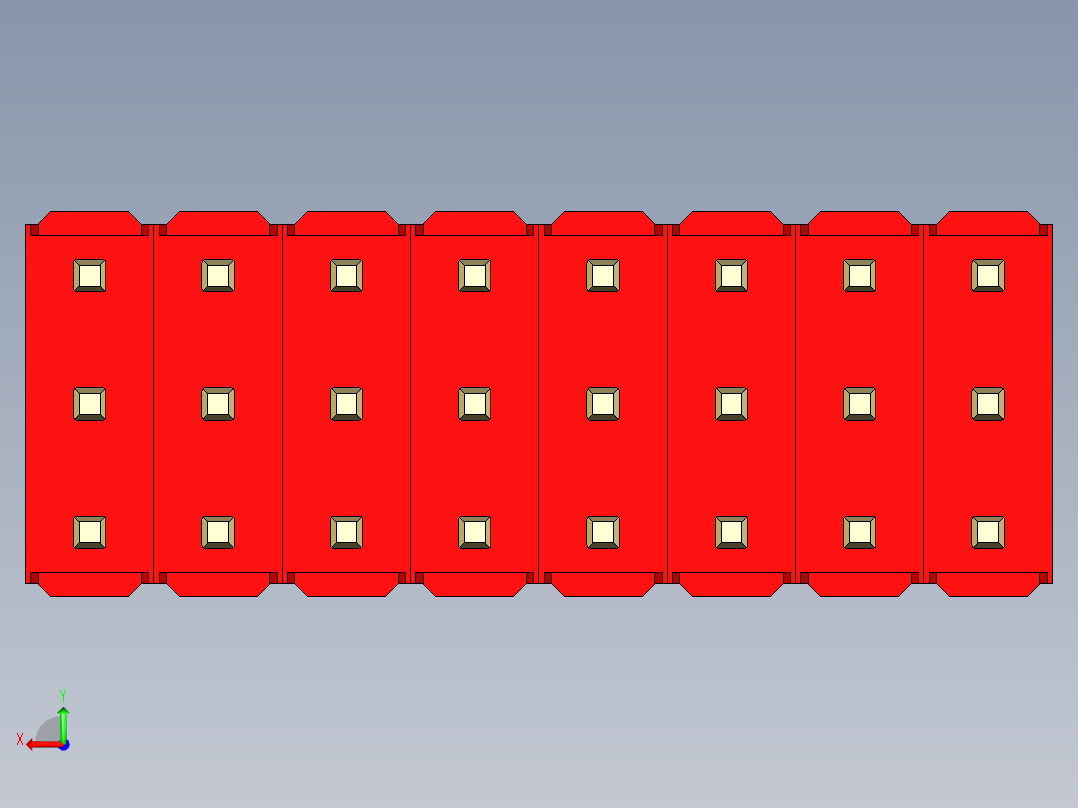 彩色公头100mil（2.54mm）系列-DS1021_red_3x08p_100mil_Type43_rev1.0后视图