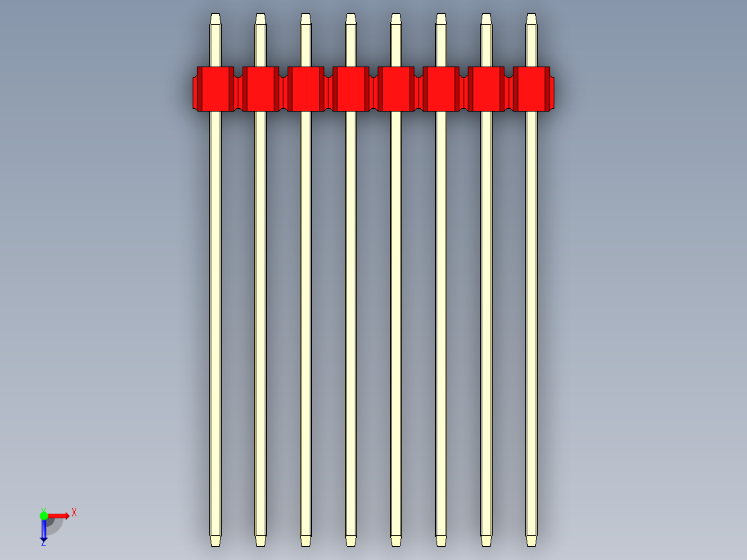 彩色公头100mil（2.54mm）系列-DS1021_red_3x08p_100mil_Type43_rev1.0俯视图
