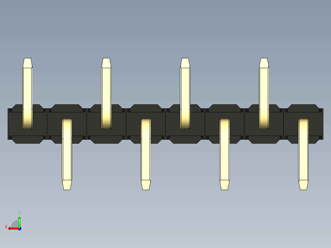 彩色公排针 100mil 2.54mm 系列-DS1022_black_08p_100mil_Type_SMT_R2_rev1.0后视图