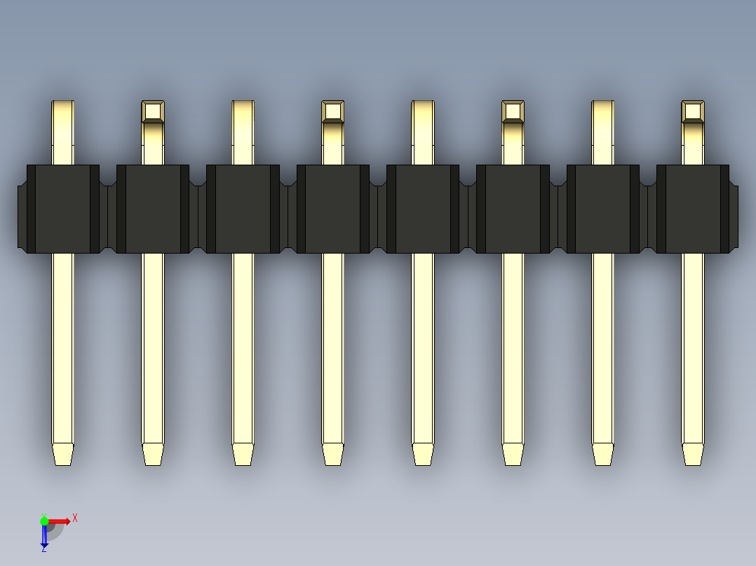 彩色公排针 100mil 2.54mm 系列-DS1022_black_08p_100mil_Type_SMT_R2_rev1.0俯视图
