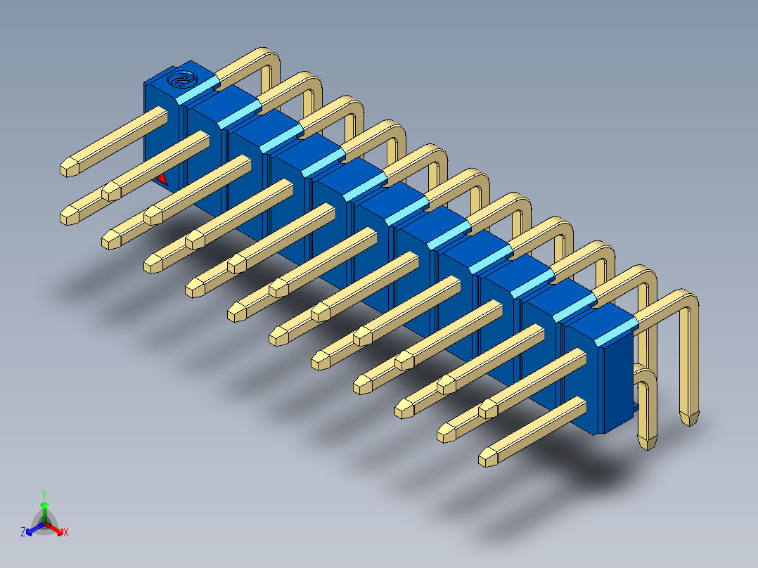 彩色公排针 100mil 2.54mm 系列-DS1022_blue_2x11p_100mil_TypeD_rev1.0