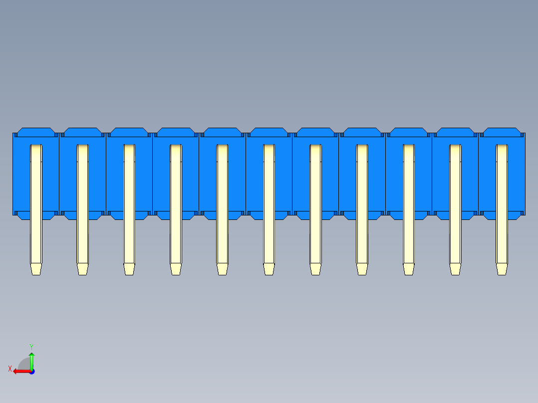 彩色公排针 100mil 2.54mm 系列-DS1022_blue_2x11p_100mil_TypeD_rev1.0后视图