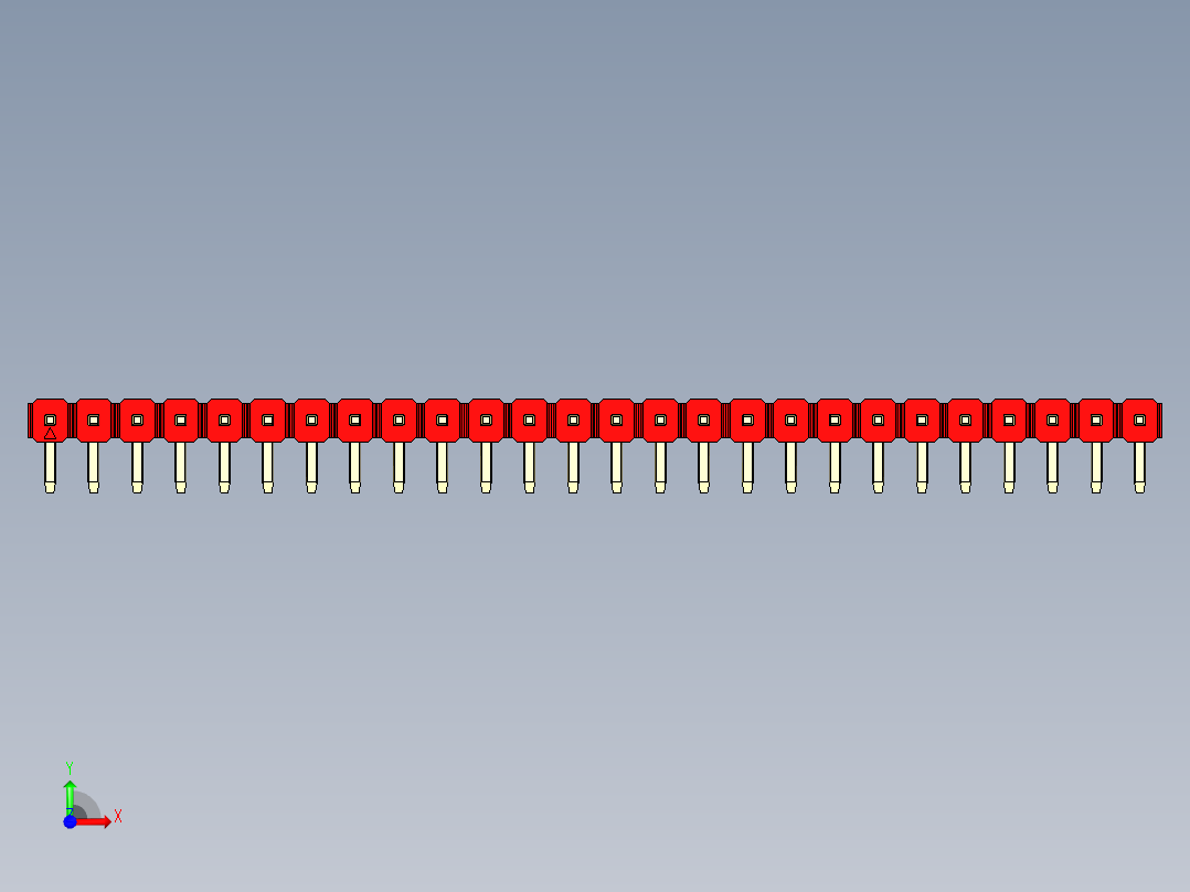 彩色公排针 100mil 2.54mm 系列-DS1022_red_1x26p_100mil_TypeD_rev1.0前视图