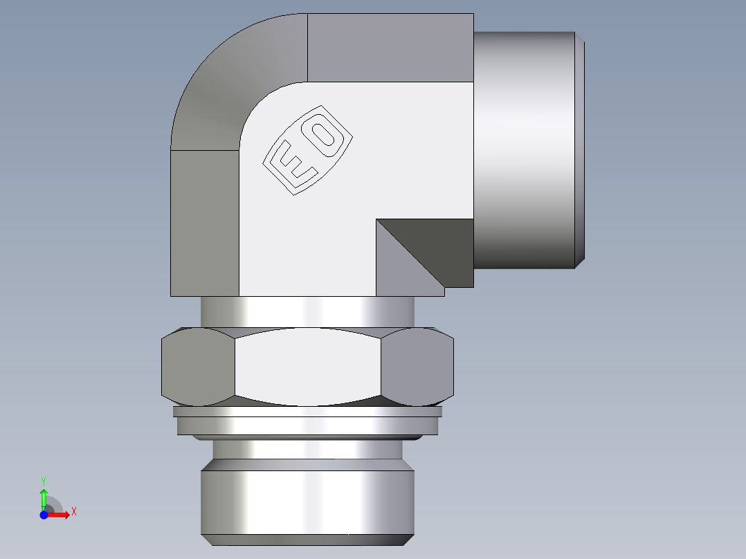 卡套式工业通用硬管接头EO_Adjustable_Locknut_elbow_WEE22LM27x2OMDCF前视图