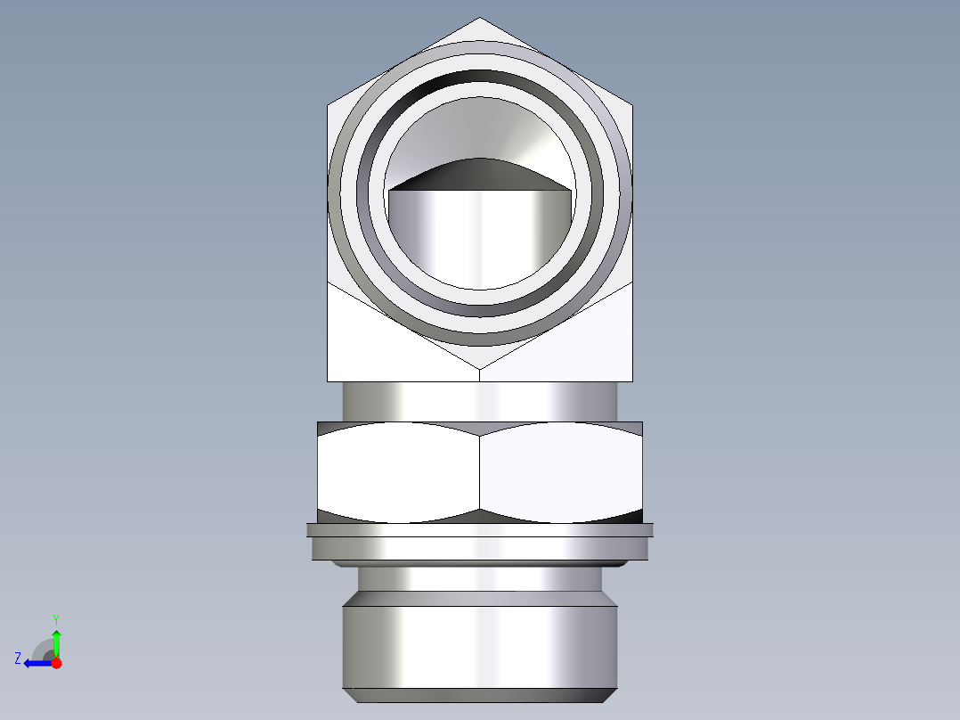 卡套式工业通用硬管接头EO_Adjustable_Locknut_elbow_WEE22LM27x2OMDCF右视图