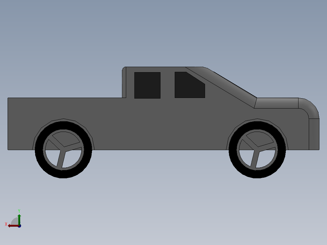 皮卡车模型3D图纸 (10)后视图