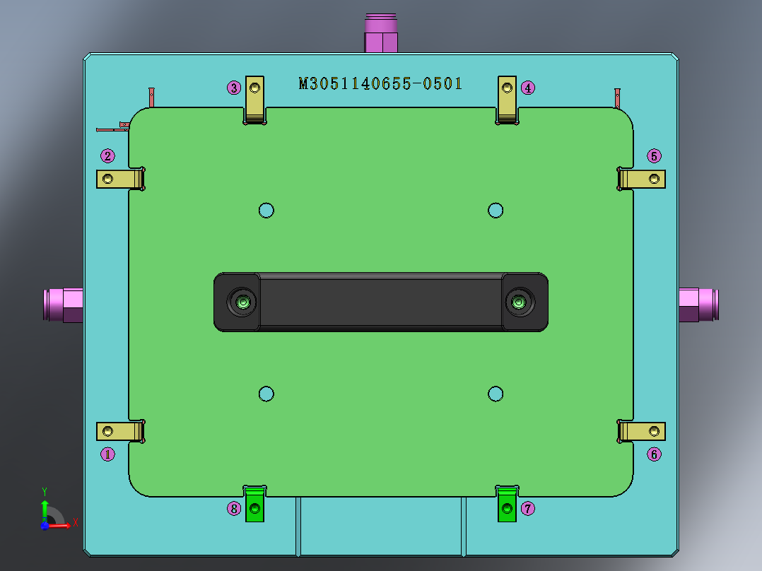 贴胶治具-1出4前视图