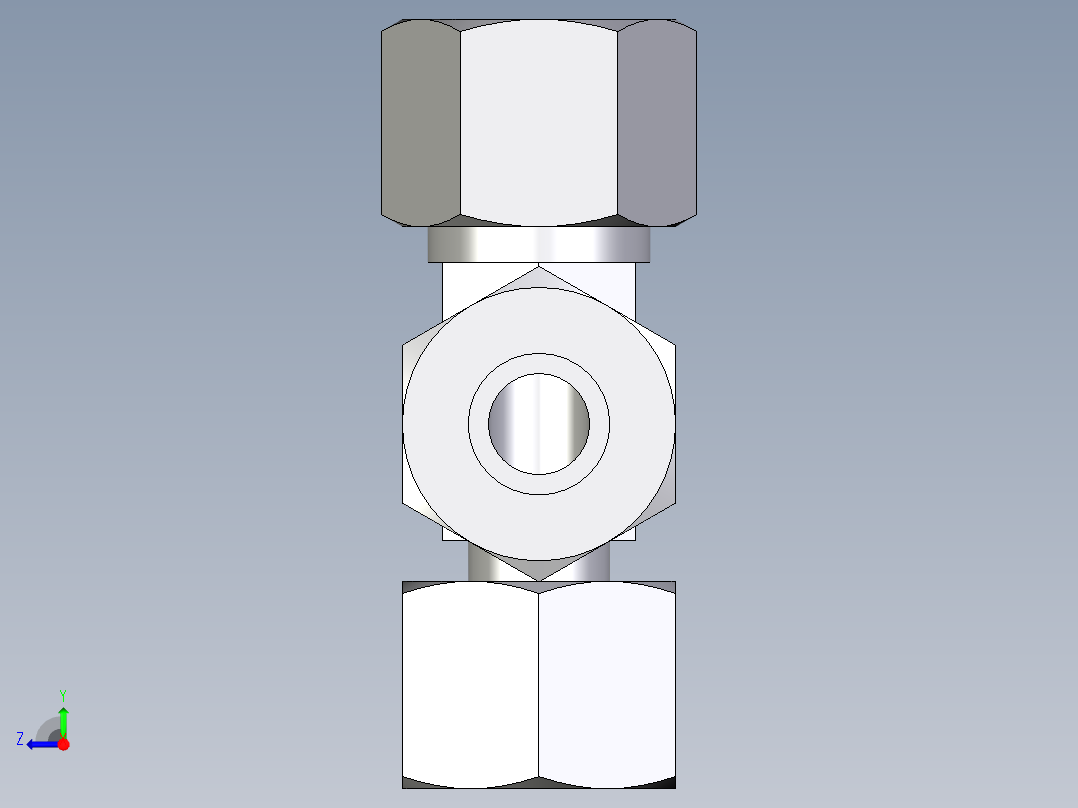 卡套式工业通用硬管接头EO_Standpipe_run_tee_EVL14S71右视图