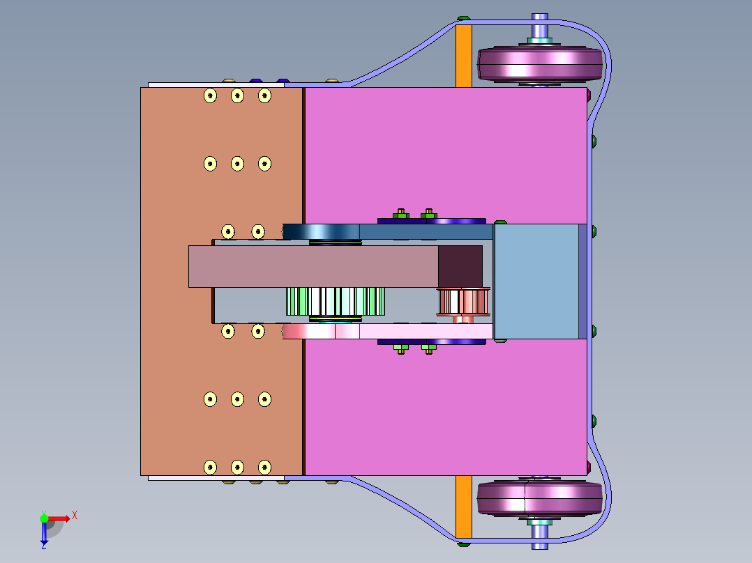 旋转锤击式战斗机器人俯视图