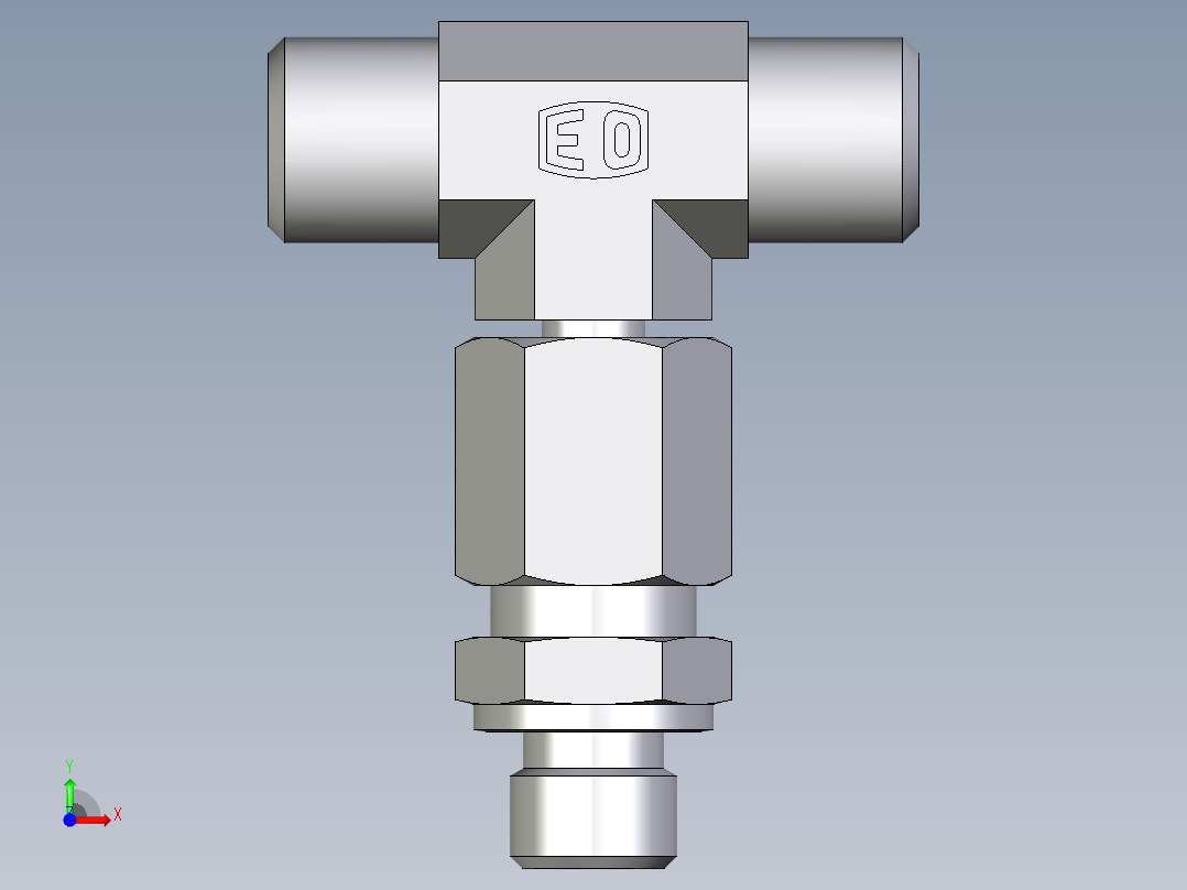 卡套式工业通用硬管接头EO_Assembled_adjustable_standpipe_branch_tee_EVT06LROMD71前视图