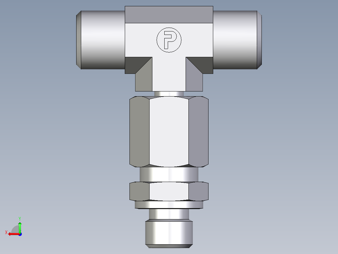 卡套式工业通用硬管接头EO_Assembled_adjustable_standpipe_branch_tee_EVT06LROMD71后视图