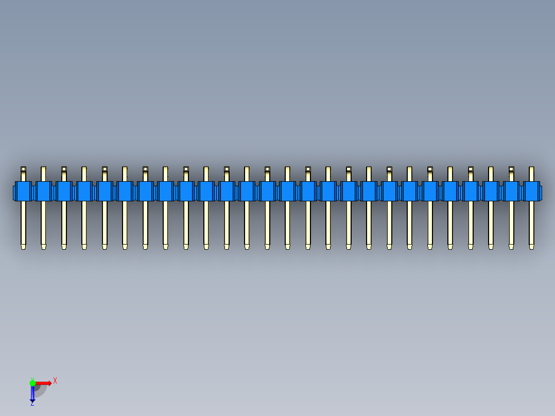彩色公排针 100mil 2.54mm 系列-DS1022_blue_26p_100mil_Type_SMT_R1_rev1.0俯视图