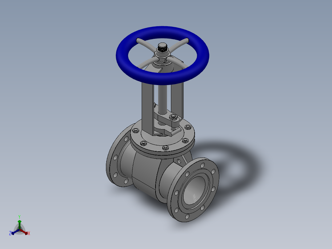 法兰闸阀-铸铁 DN25-DN600正等轴测图