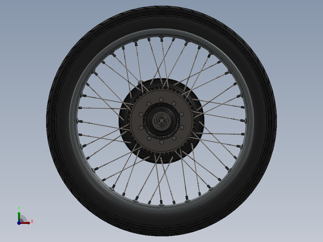 摩托车后轮(1)前视图