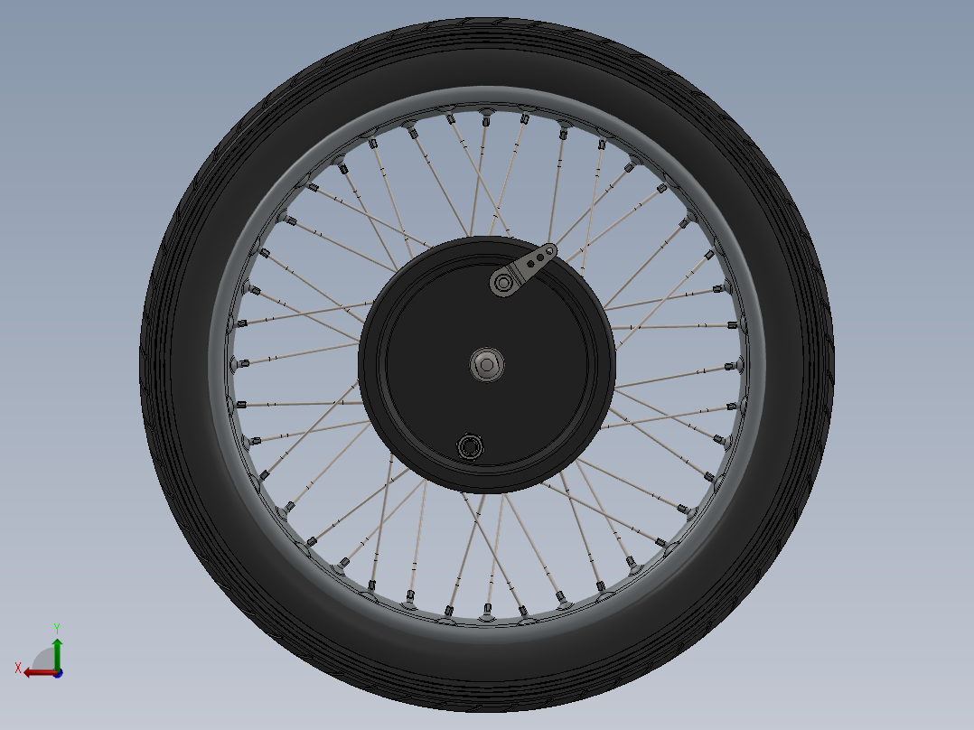 摩托车后轮(1)后视图