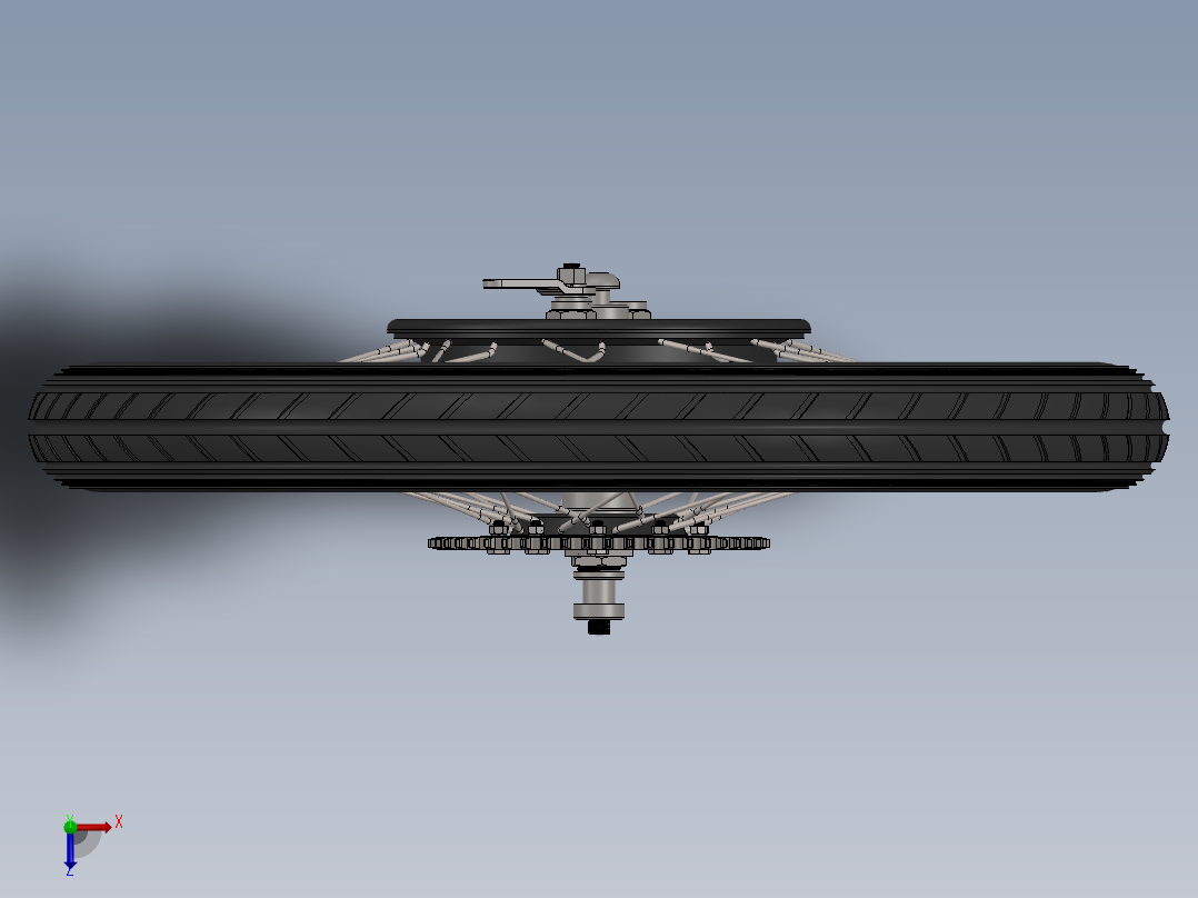 摩托车后轮(1)俯视图