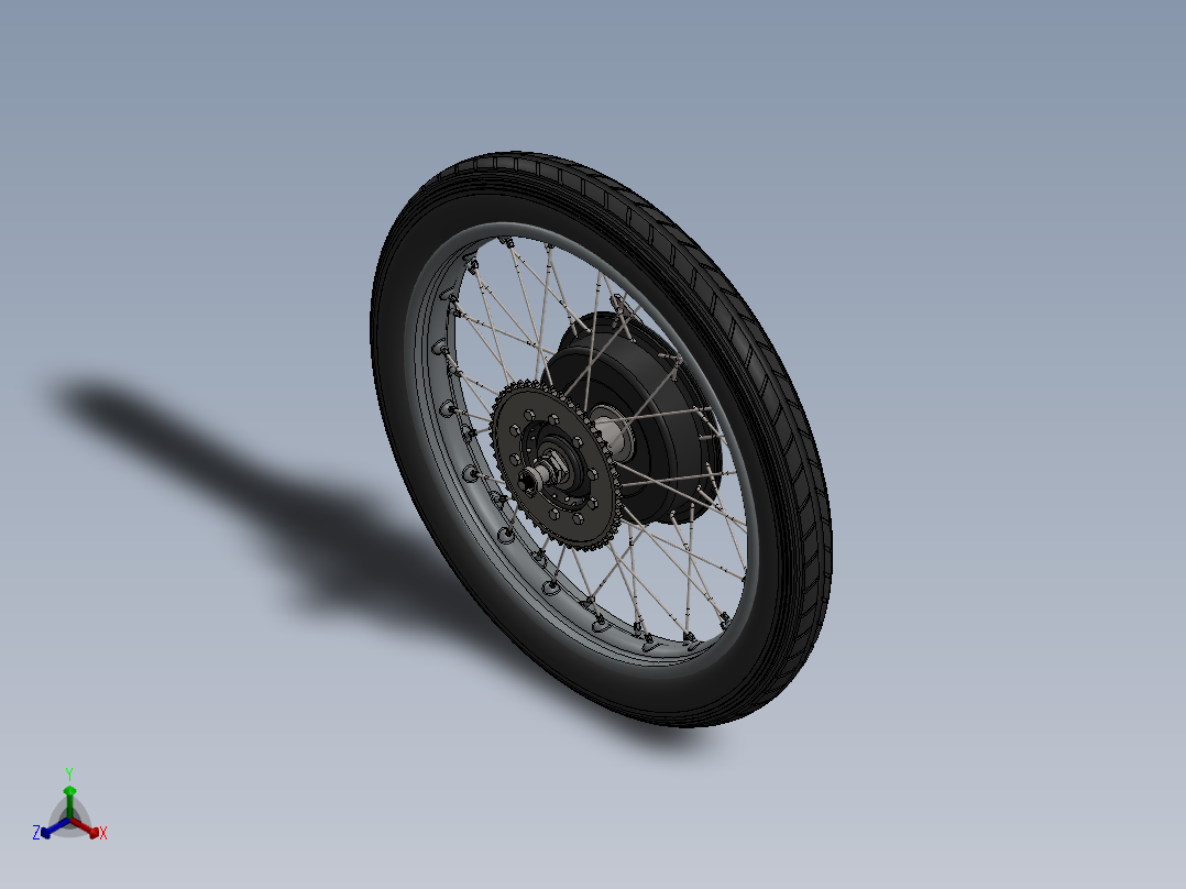 摩托车后轮(1)正等轴测图