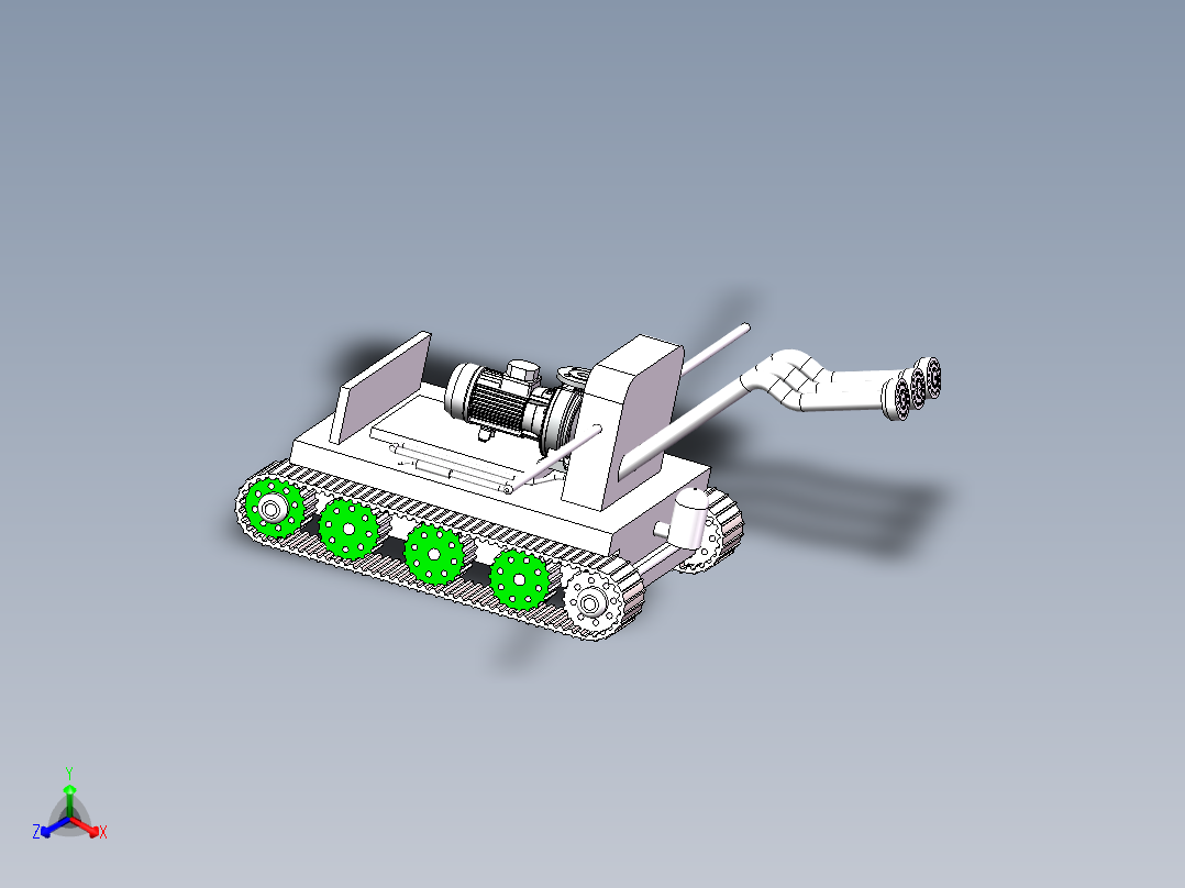 履带车洒水正等轴测图
