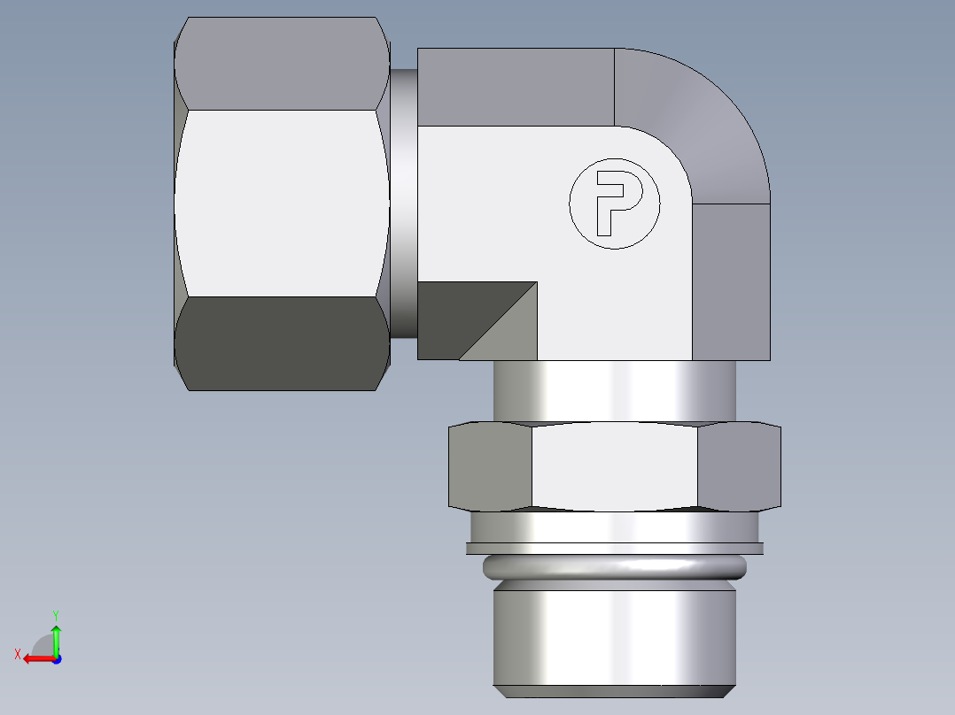 卡套式工业通用硬管接头EO_Adjustable_Locknut_elbow_WEE20SMORCF后视图