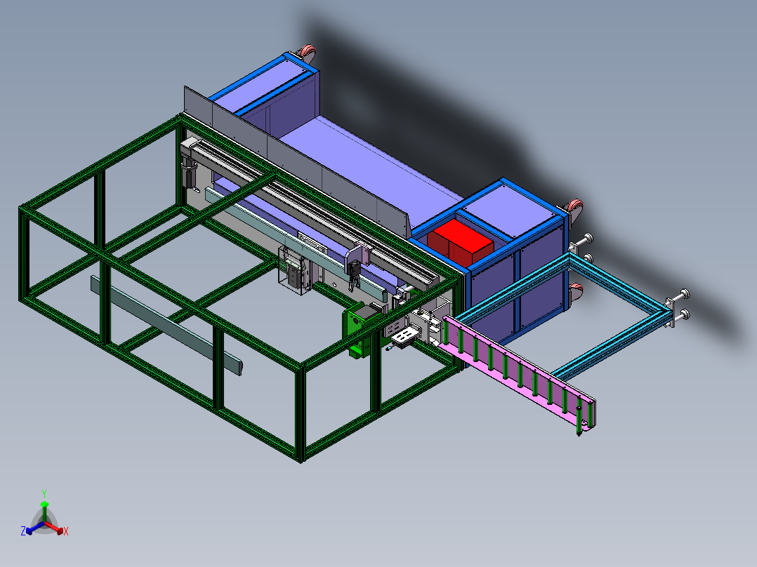 A35导槽定长裁断机（sw18可编辑+工程图+bom)正等轴测图