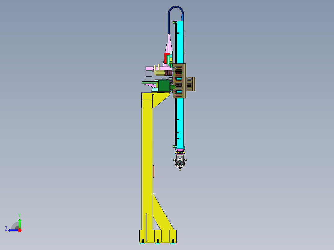 工业数控上下料码垛机械手右视图