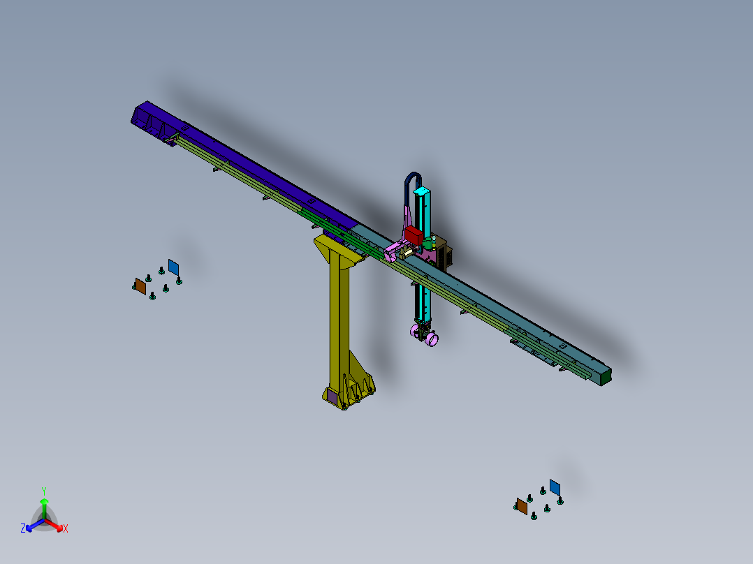 工业数控上下料码垛机械手正等轴测图