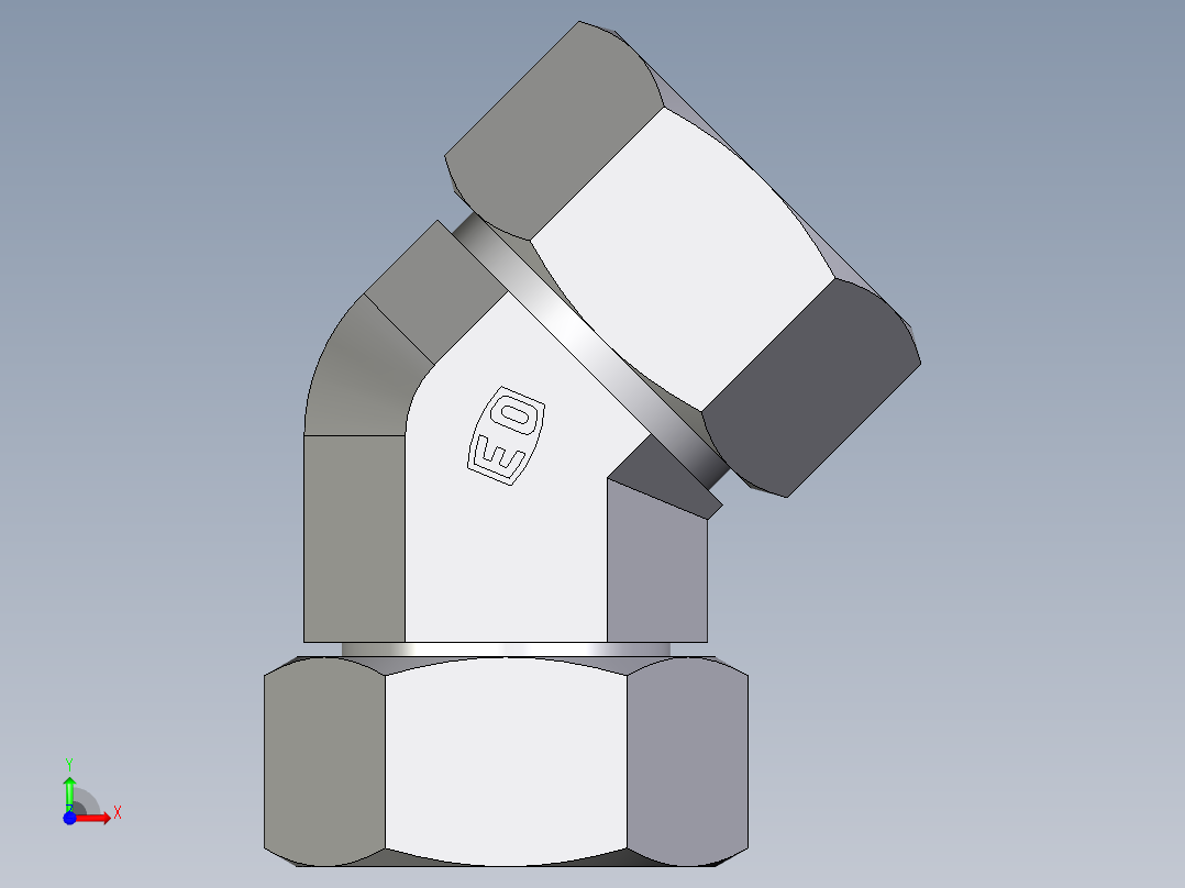 卡套式工业通用硬管接头EO_Swivel_nut_45_deg_elbow_EV38SCF前视图