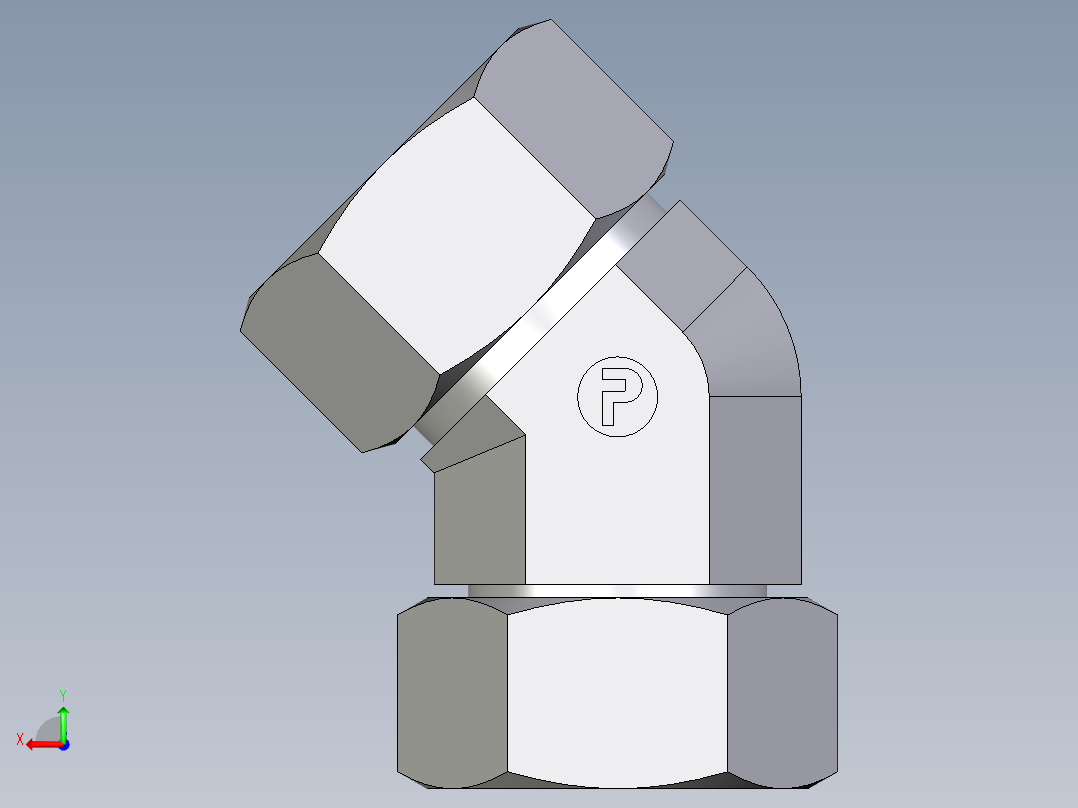 卡套式工业通用硬管接头EO_Swivel_nut_45_deg_elbow_EV38SCF后视图