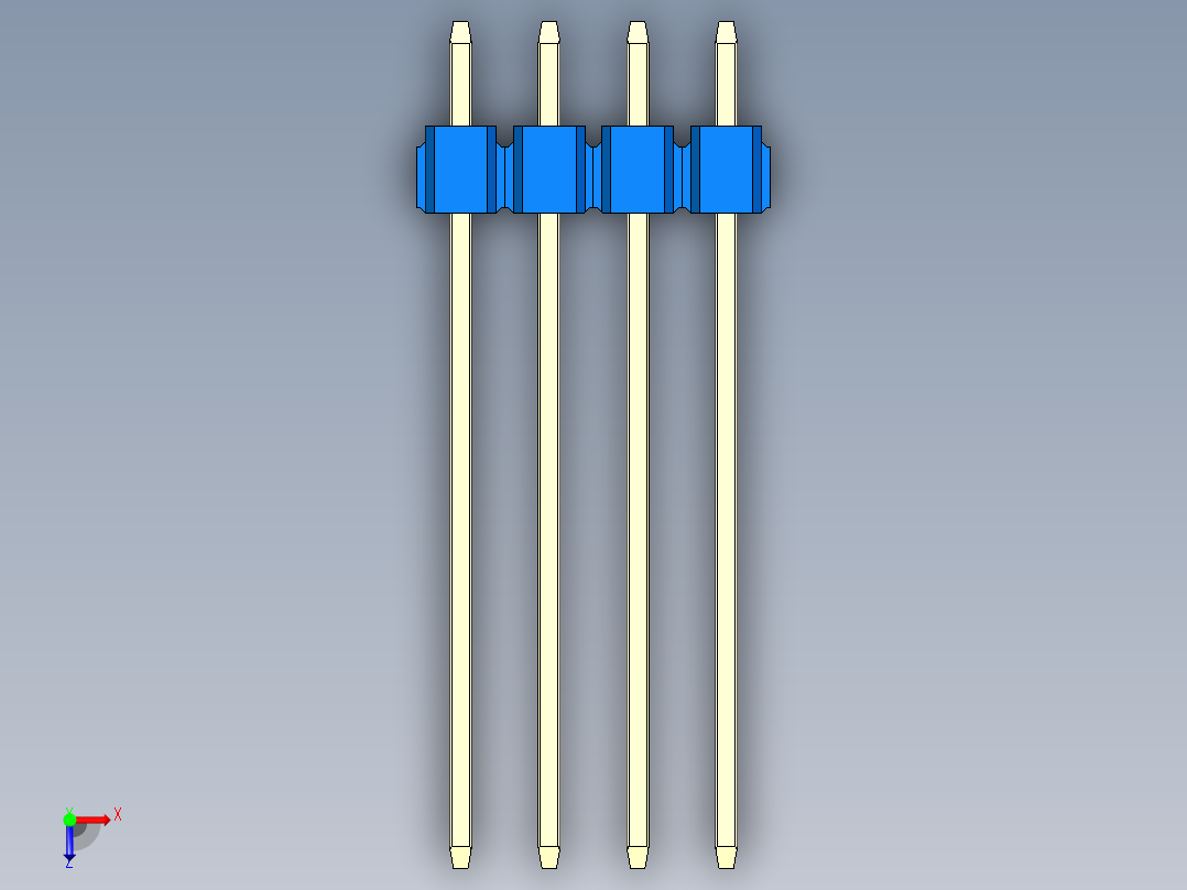 彩色公头100mil（2.54mm）系列-DS1021_blue_3x04p_100mil_Type19_rev1.0俯视图