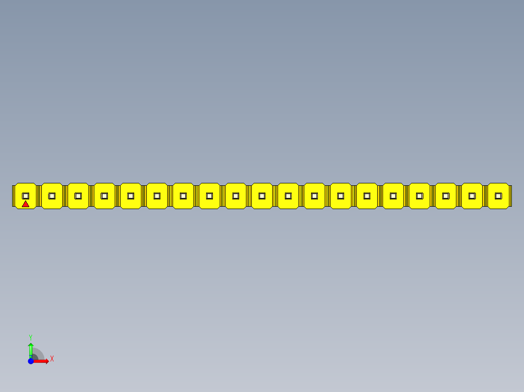 彩色公头100mil（2.54mm）系列-DS1021_yellow_1x19p_100mil_Type5_rev1.0前视图