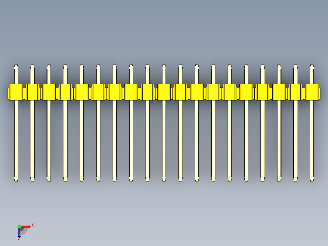 彩色公头100mil（2.54mm）系列-DS1021_yellow_1x19p_100mil_Type5_rev1.0俯视图
