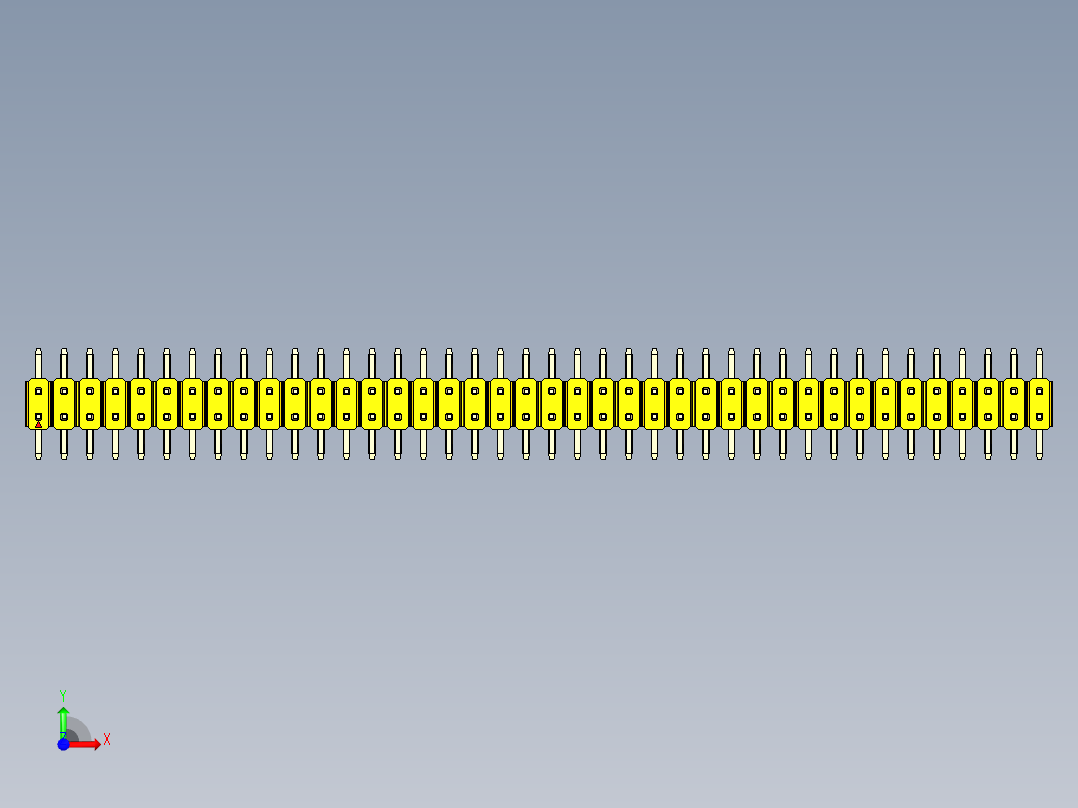 彩色公排针 100mil 2.54mm 系列-DS1022_yellow_80p_100mil_TypeSMT_rev1.0前视图