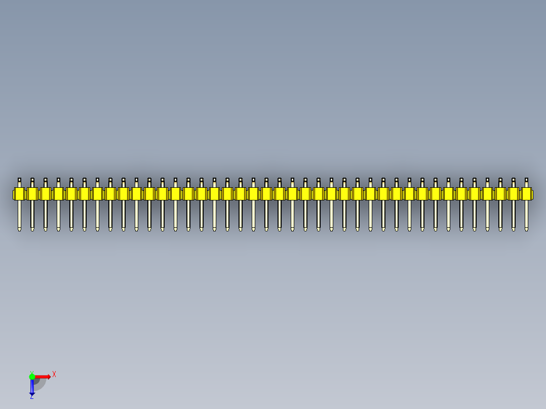 彩色公排针 100mil 2.54mm 系列-DS1022_yellow_80p_100mil_TypeSMT_rev1.0俯视图