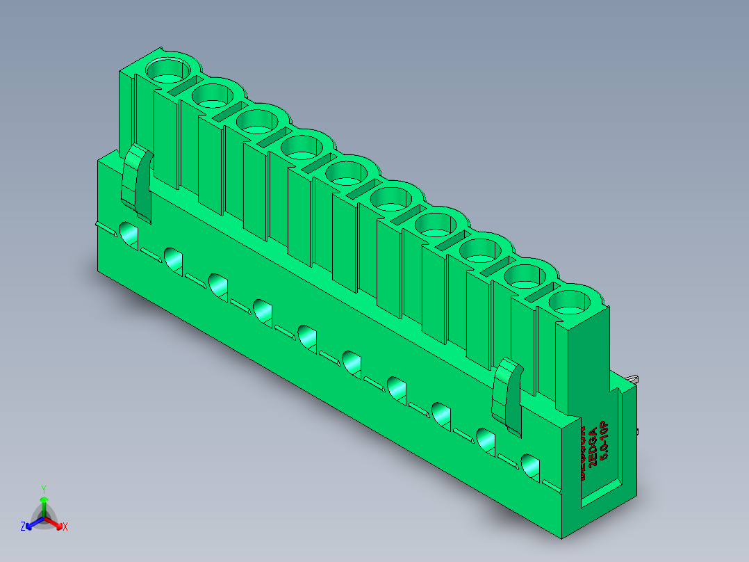 DEGSON 2EDG 系列 5.0mm 可插拔接线端子组-2EDGA-5.0-10P-14-00AH正等轴测图