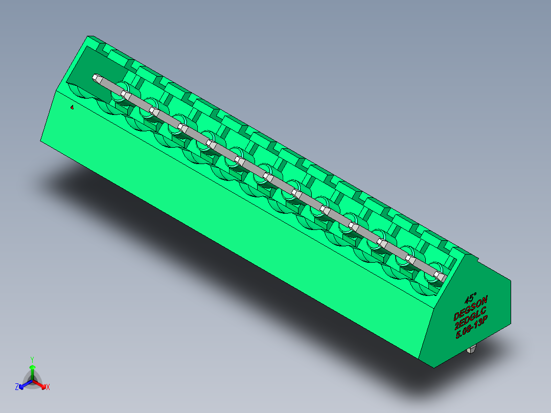 DEGSON 2EDG 系列 5.08mm 可插拔接线端子组-2EDGLC-5.08-13P-14-00AH正等轴测图