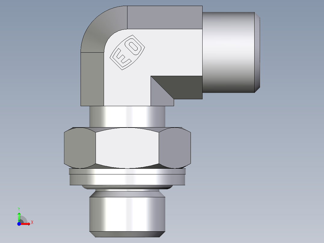 卡套式工业通用硬管接头EO_Adjustable_Locknut_elbow_WEE08LROMDCF前视图