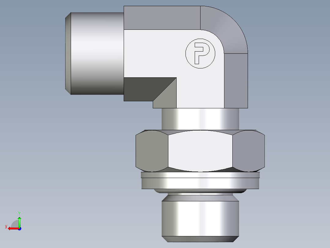 卡套式工业通用硬管接头EO_Adjustable_Locknut_elbow_WEE08LROMDCF后视图