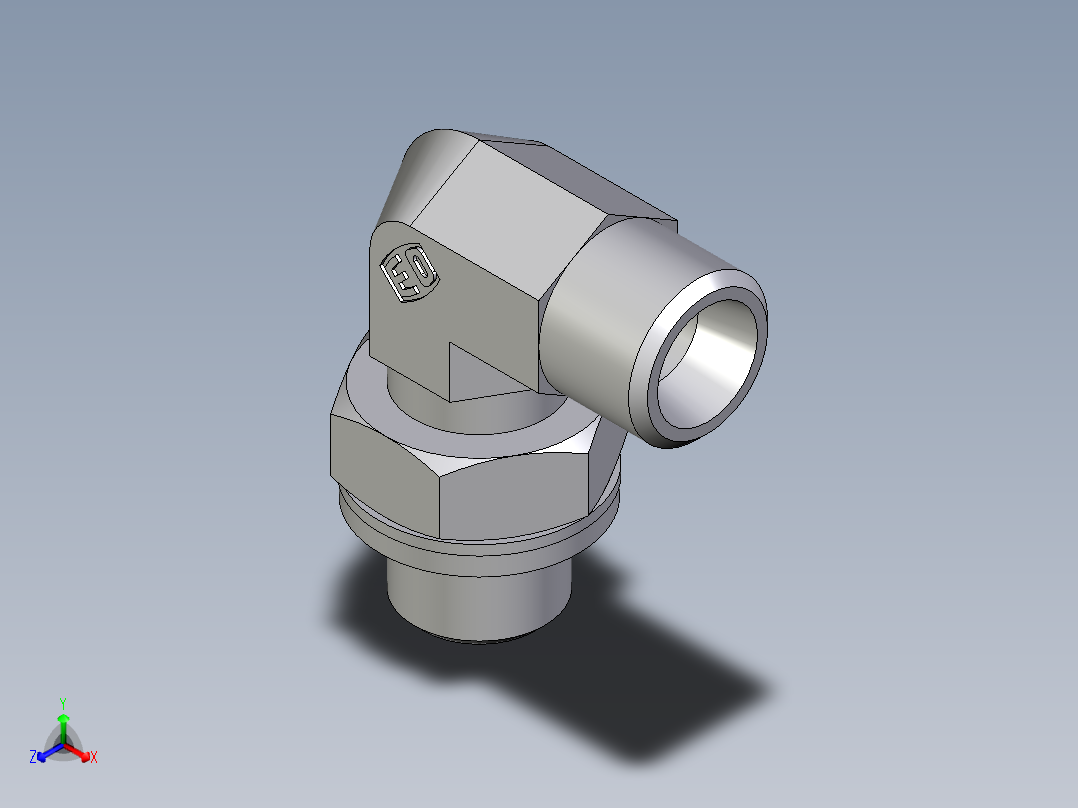 卡套式工业通用硬管接头EO_Adjustable_Locknut_elbow_WEE08LROMDCF正等轴测图