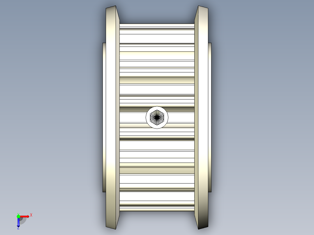 皮带轮p12--stp igs sw三维 3d模型设计图俯视图