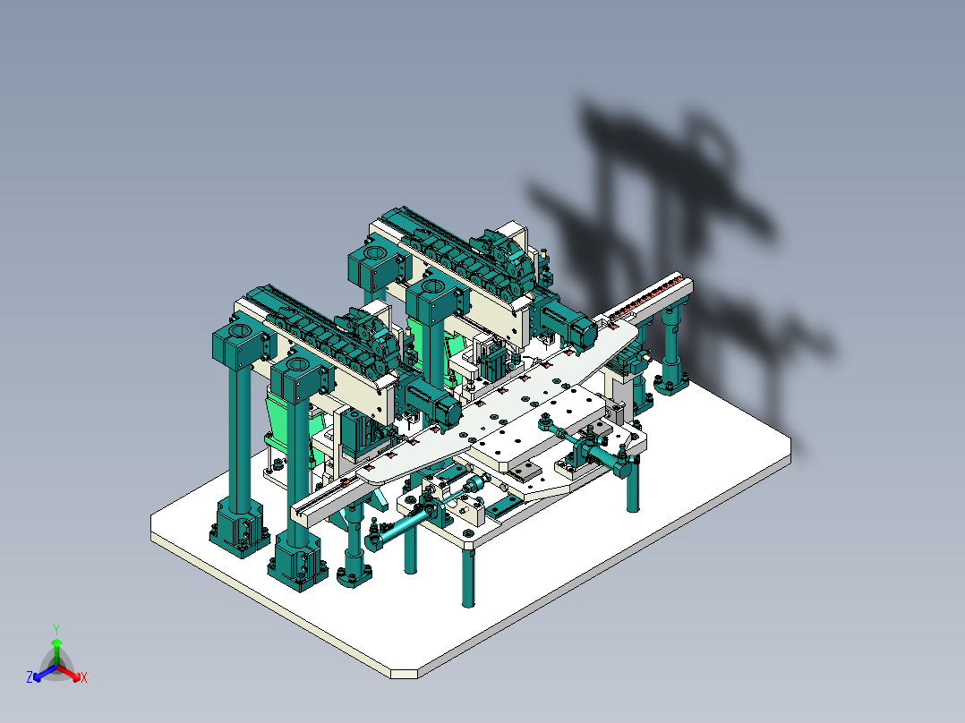 AB脚组装机构正等轴测图