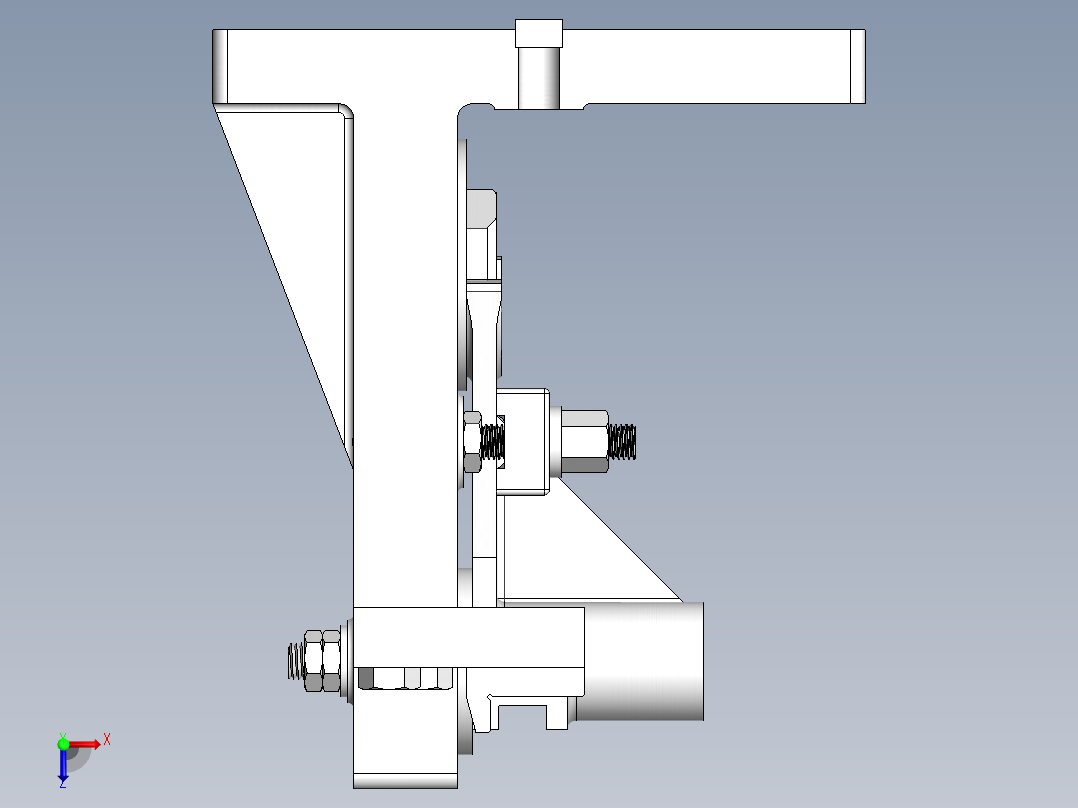 831006拨叉铣16键槽三维夹具图俯视图