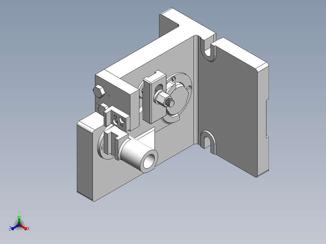 831006拨叉铣16键槽三维夹具图正等轴测图