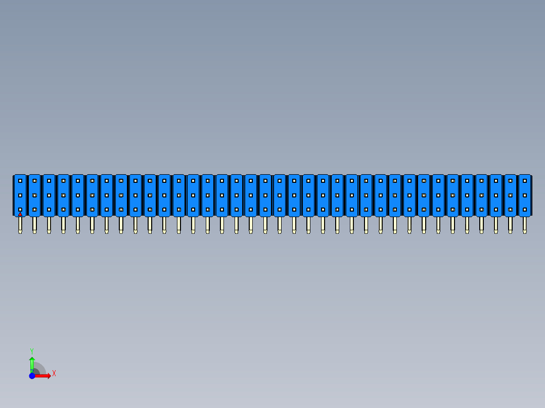 彩色公排针 100mil 2.54mm 系列-DS1022_blue_3x36p_100mil_TypeD_rev1.0前视图
