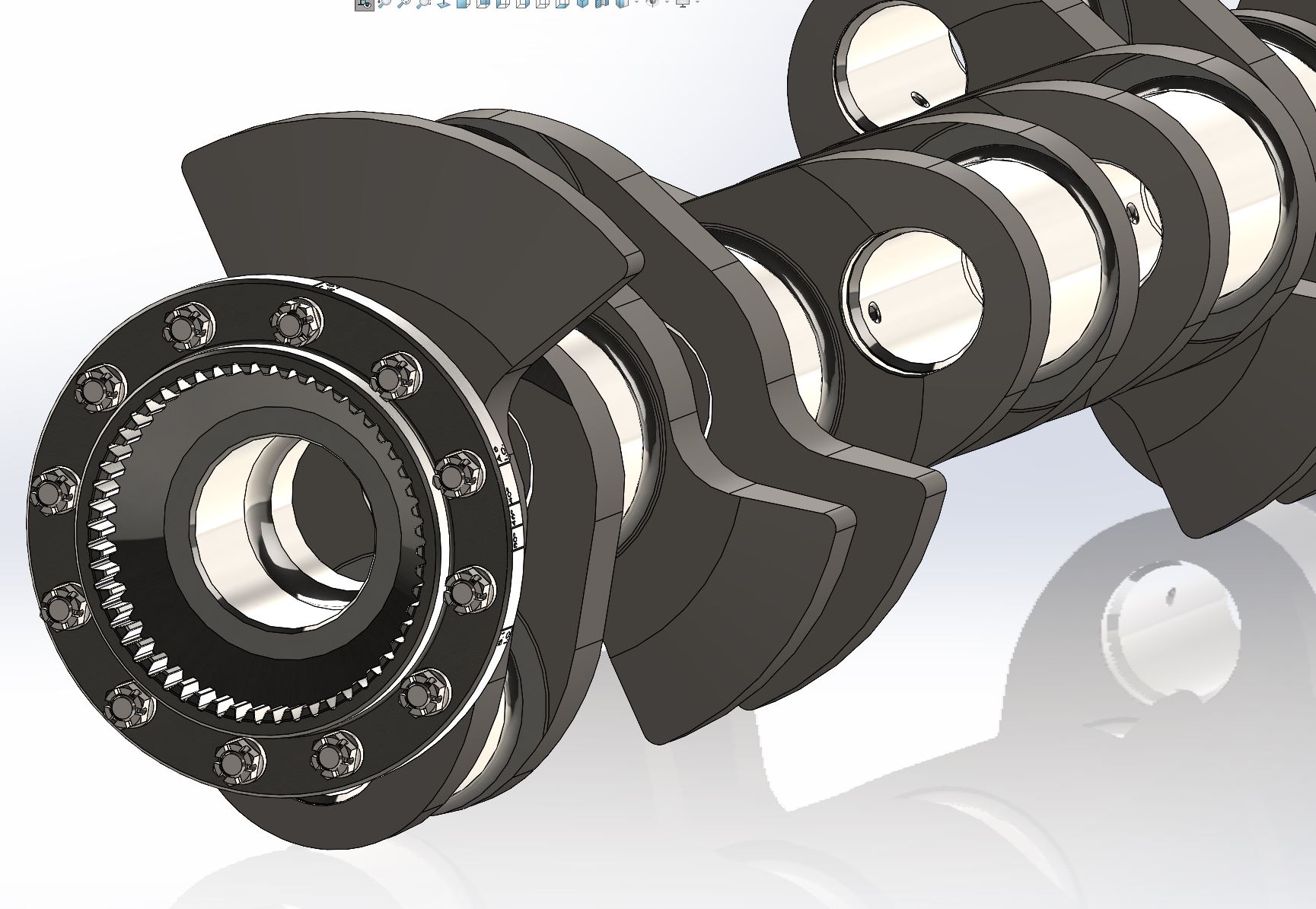 发动机曲轴总成3D数模图纸 Solidworks设计