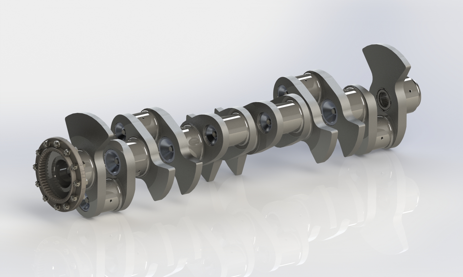 发动机曲轴总成3D数模图纸 Solidworks设计