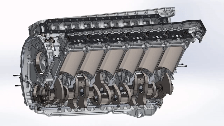 发动机曲轴总成3D数模图纸 Solidworks设计