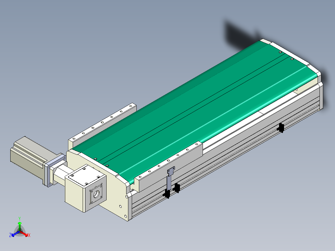 东锦同步带传动-直线滑台模组DH270B-C-L150-S400-BL-P750W-C3正等轴测图