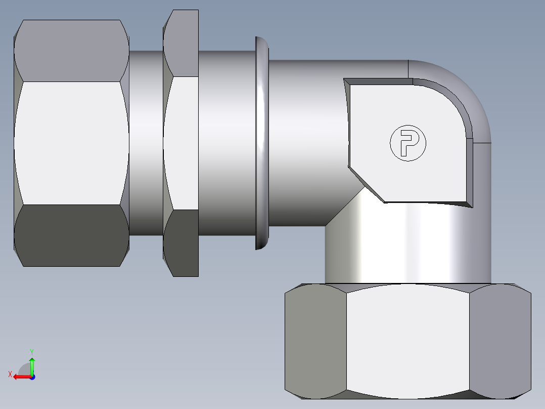 卡套式工业通用硬管接头EO_Bulkhead_elbow_WSV38ZSCF后视图