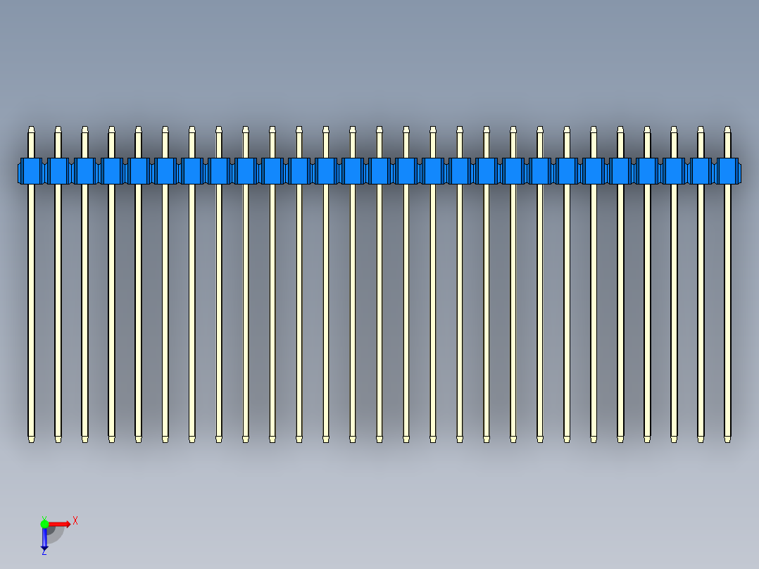 彩色公头100mil（2.54mm）系列-DS1021_blue_1x27p_100mil_Type43_rev1.0俯视图